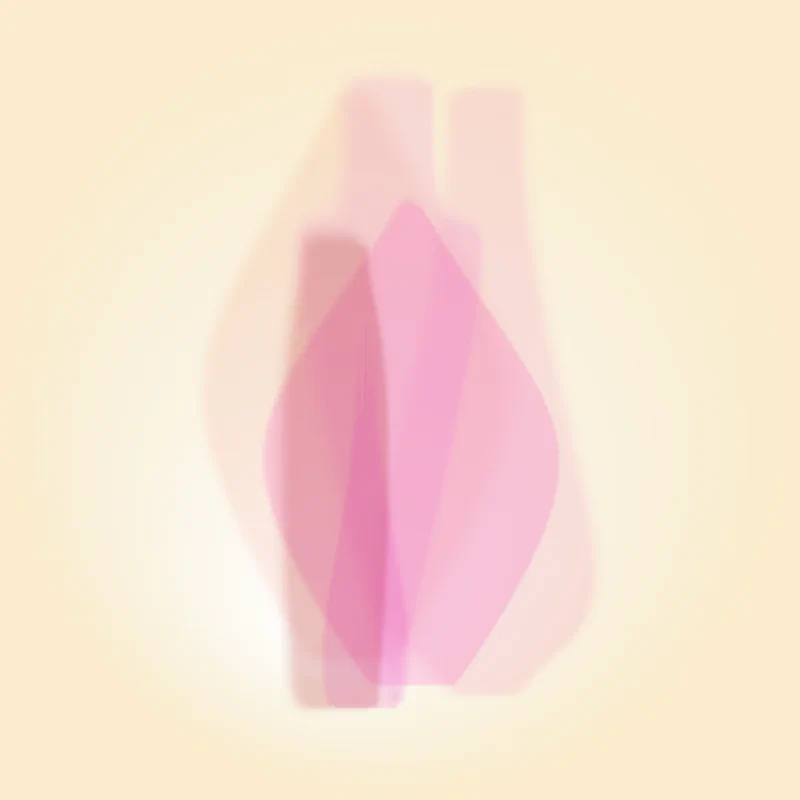 Soft pink diamond or leaf-shaped vase forms against a cream background, creating a delicate, feminine impression with gentle gradations of color and light